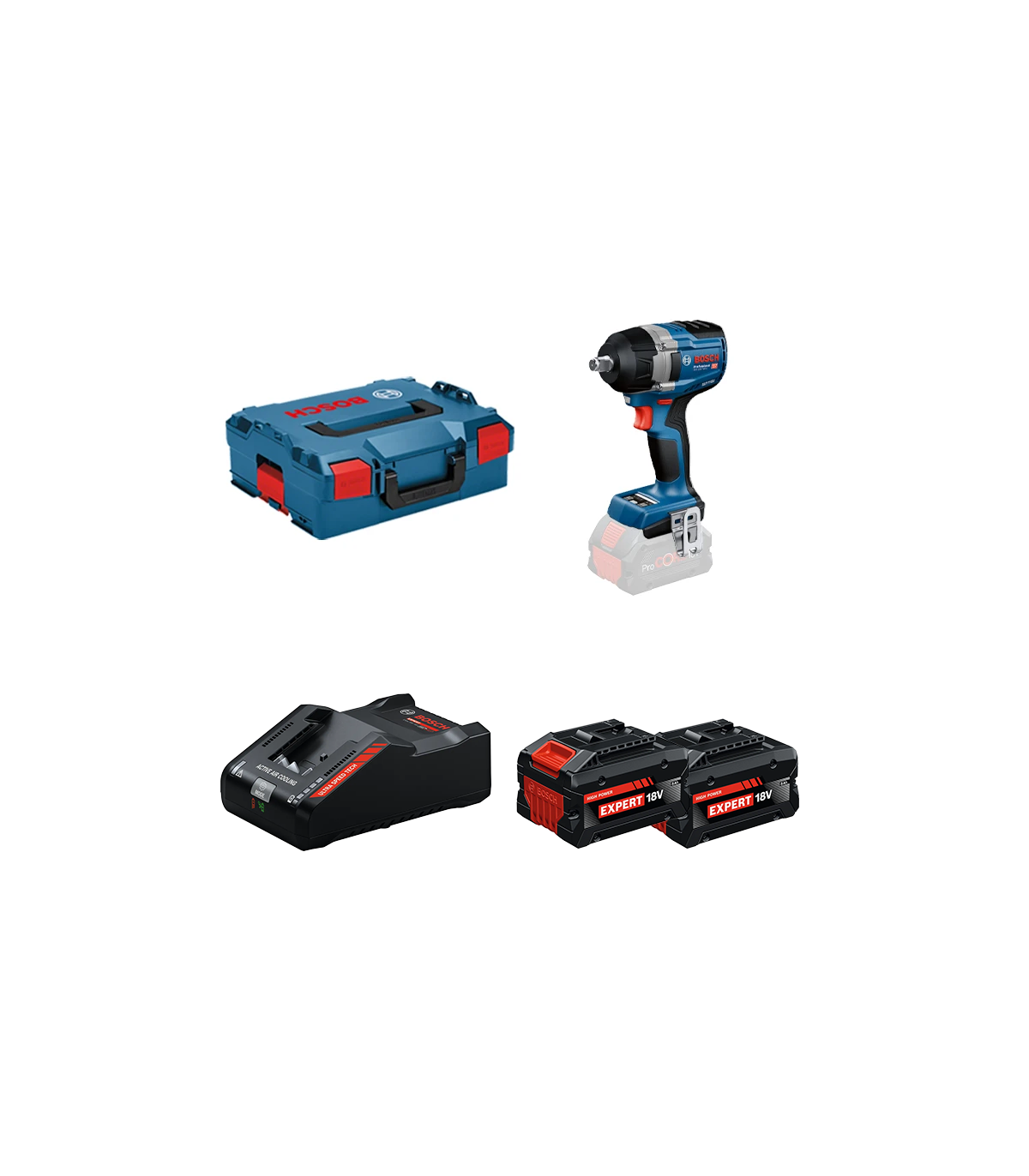 Boulonneuse / Visseuse à chocs GDS 18V-750 C + 2 Batteries EXPERT 8 Ah + 1 Chargeur EXAL18V-160 BOSCH