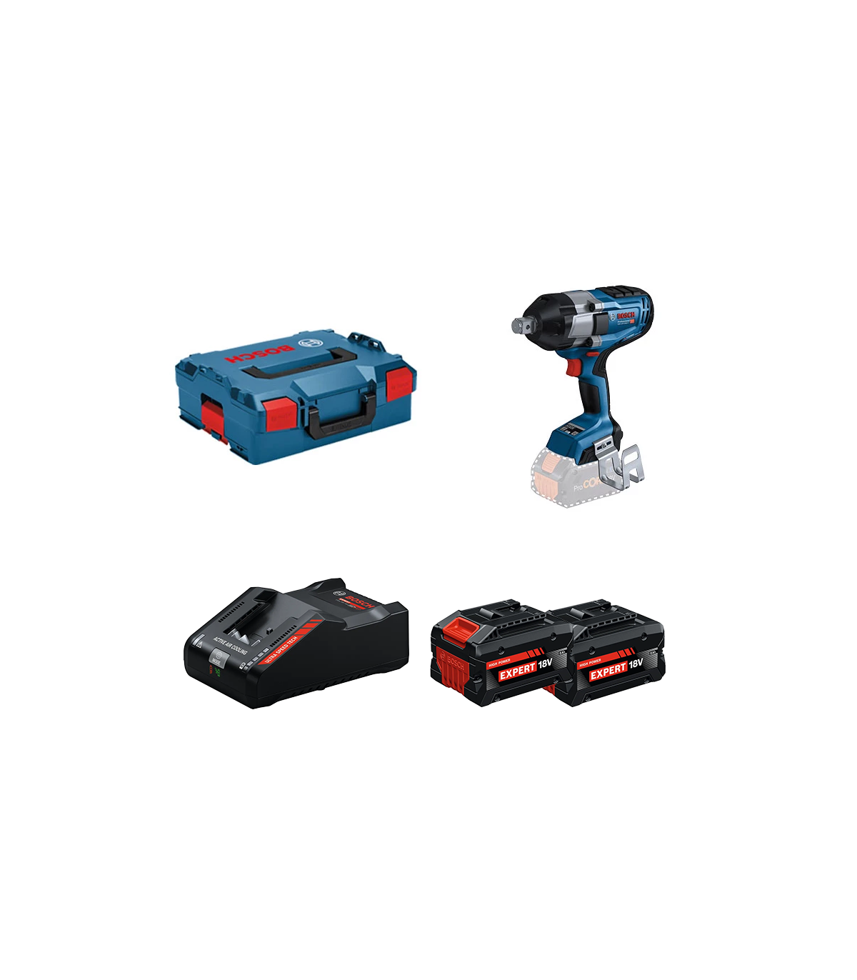Boulonneuse GDS 18V-1050 H + 2 Batteries EXPERT 8 Ah + 1 Chargeur EXAL18V-160 BOSCH