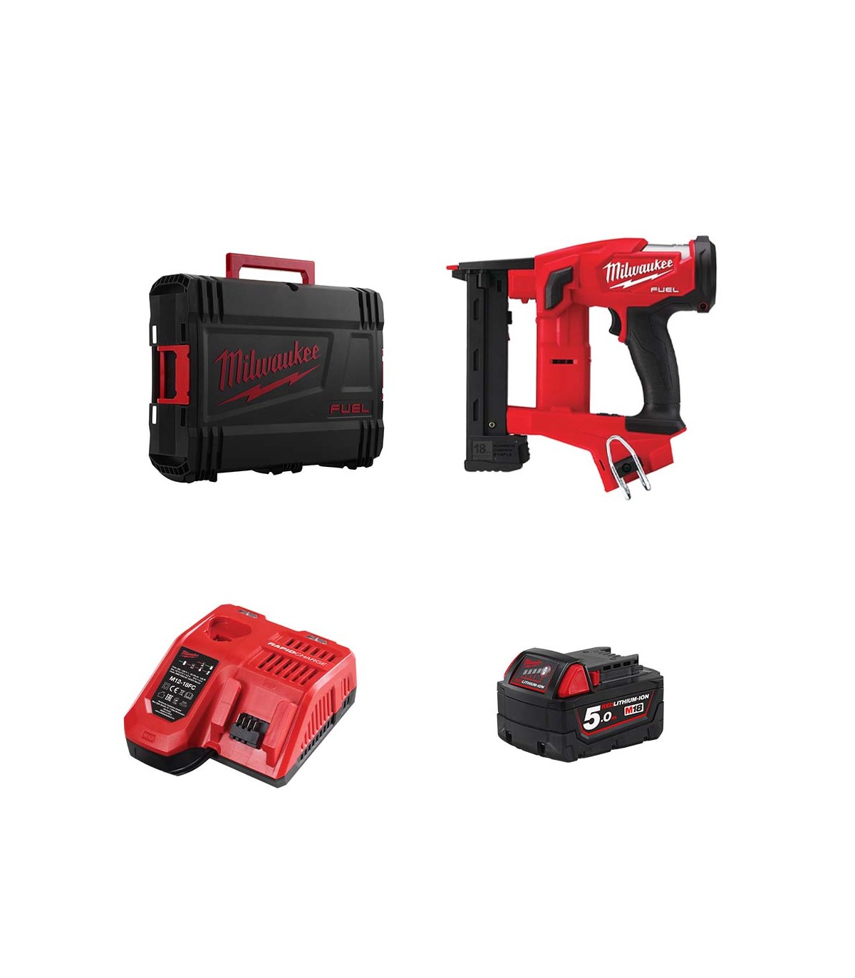 Agrafeuse de finition 18V M18 FNCS18GS-0X + 1 batterie 5 Ah + M12-18 FC MILWAUKEE
