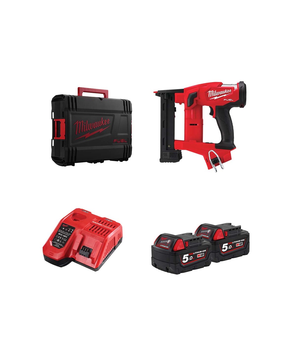 Agrafeuse de finition 18V M18 FNCS18GS-0X + 2 batteries 5 Ah + M12-18 FC MILWAUKEE