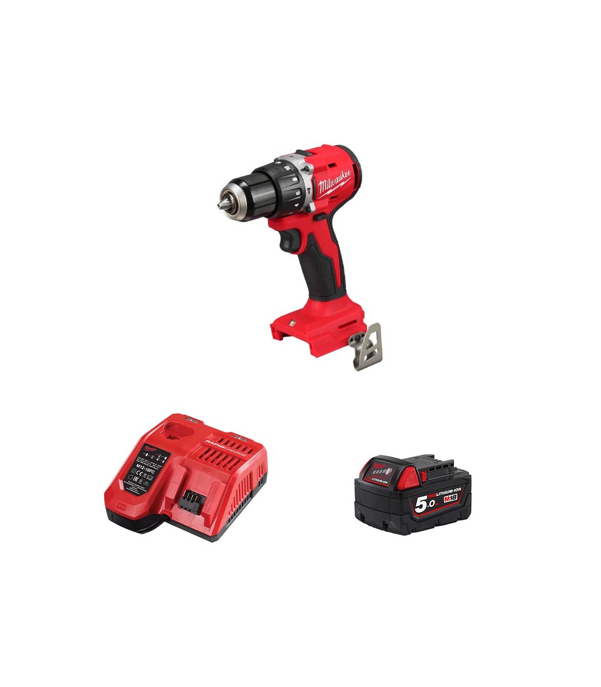Perceuse visseuse à percussion 18V M18 BLPDRC-0 + 1 batterie 5 Ah + chargeur M12-18 FC MILWAUKEE