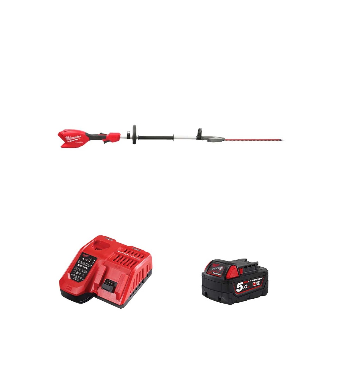 Taille haie sur perche 18V M18 FHETSP-0 + 1 batterie 5 Ah + chargeur M12-18 FC MILWAUKEE