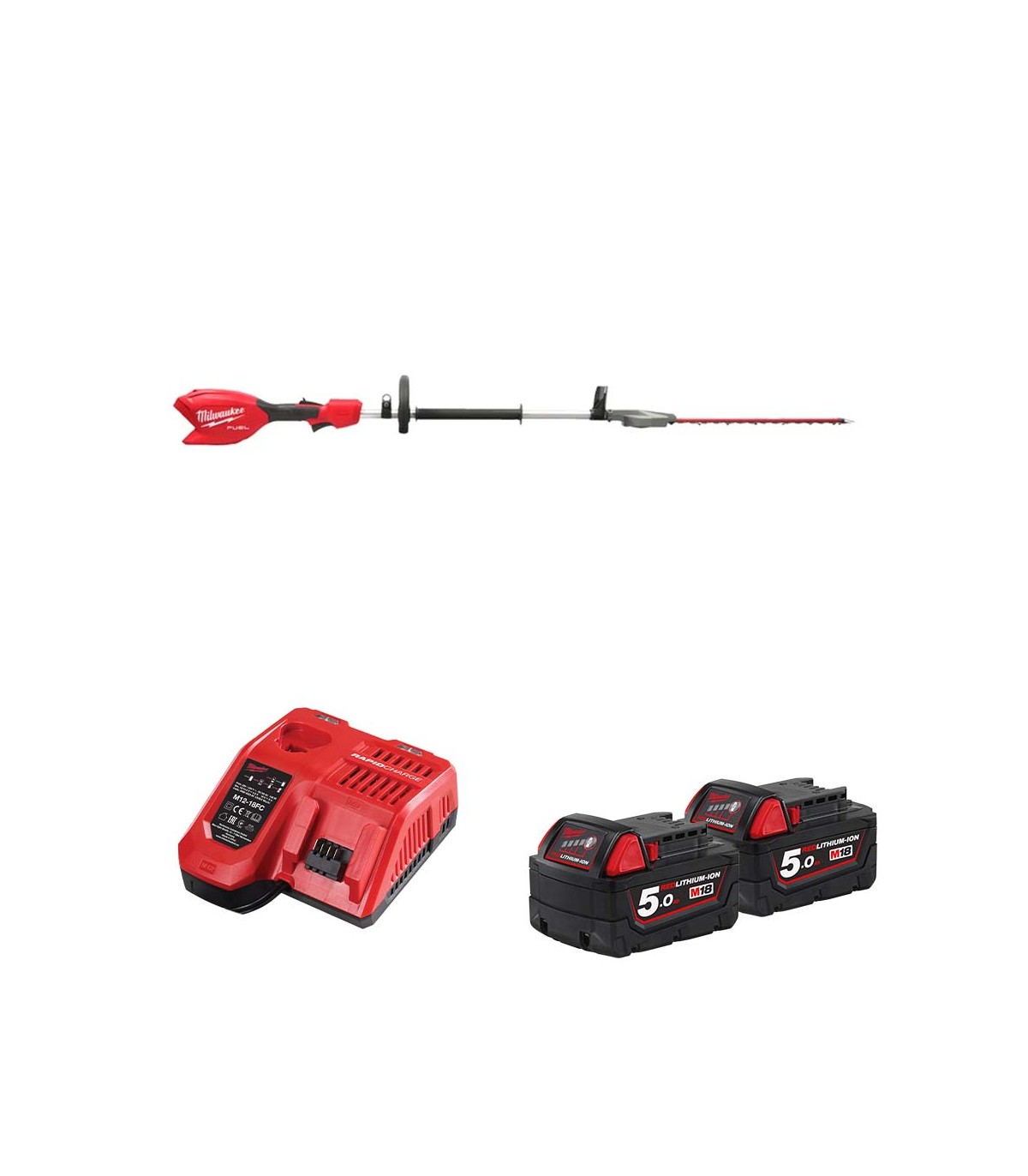 Taille haie sur perche 18V M18 FHETSP-0 + 2 batteries 5 Ah + chargeur M12-18 FC MILWAUKEE