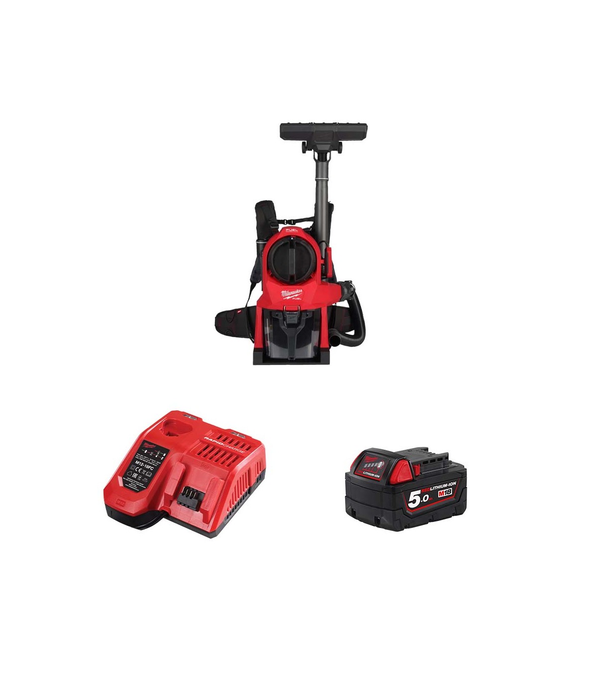 Aspirateur dorsal 18V M18 FBPV2-0 + 1 batterie 5 Ah + chargeur M12-18 FC MILWAUKEE