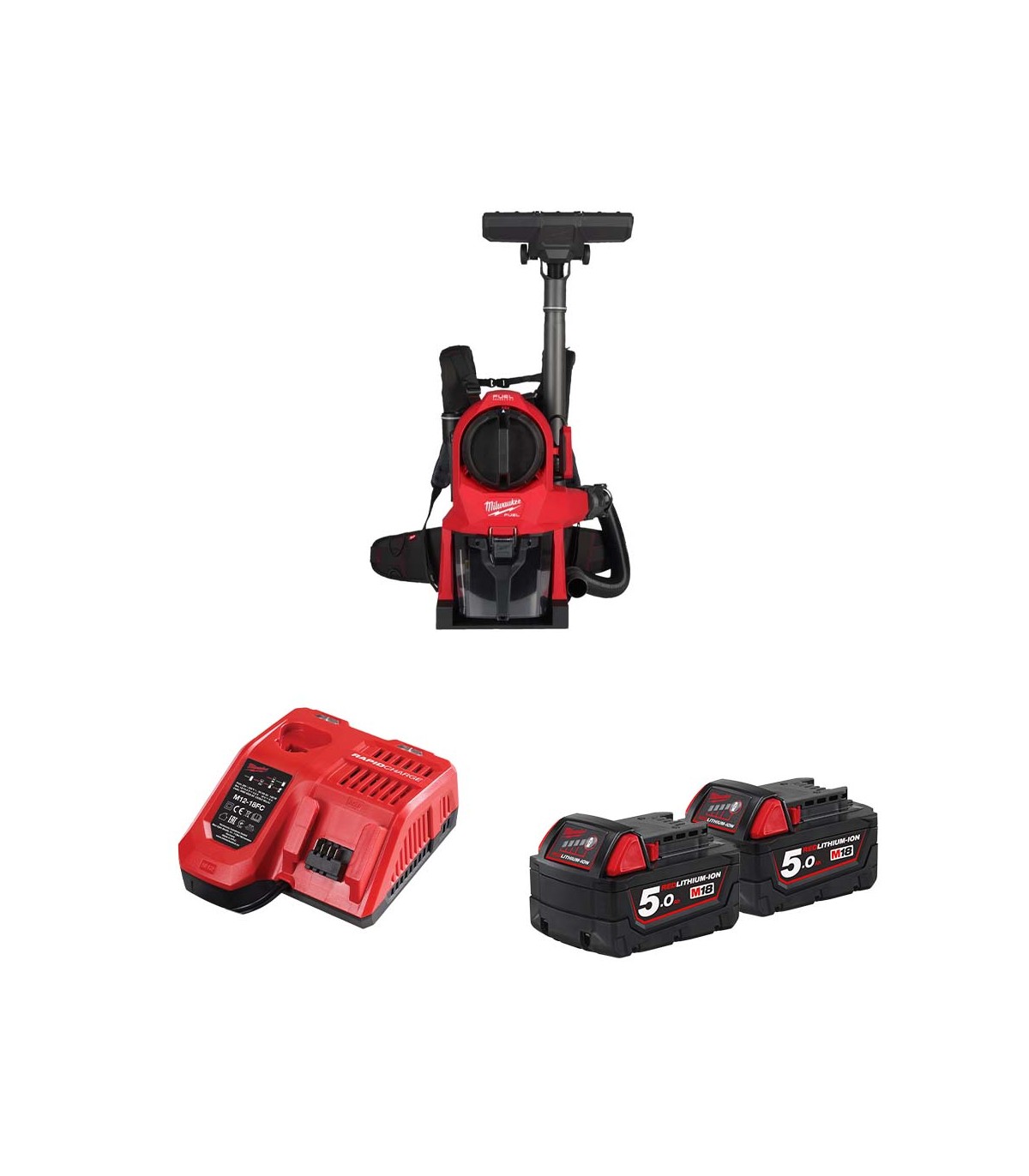 Aspirateur dorsal 18V M18 FBPV2-0 + 2 batteries 5 Ah + chargeur M12-18 FC MILWAUKEE