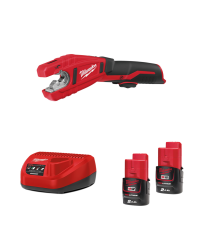 Coupe-tube cuivre 12V M12 C12 PC-0 + 2 batteries 2 Ah 12 V + chargeur C12C MILWAUKEE