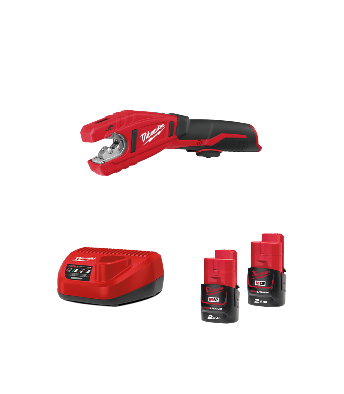 Coupe-tube cuivre 12V M12 C12 PC-0 + 2 batteries 2 Ah 12 V + chargeur C12C MILWAUKEE