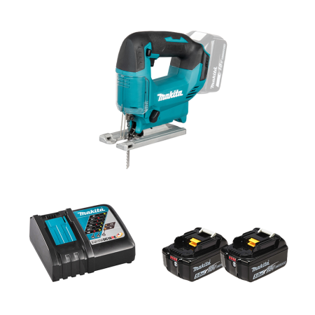 Scie sauteuse 18V DJV186Z + 2 batteries BL1850B 18V 5 Ah + chargeur rapide DC18RC MAKITA
