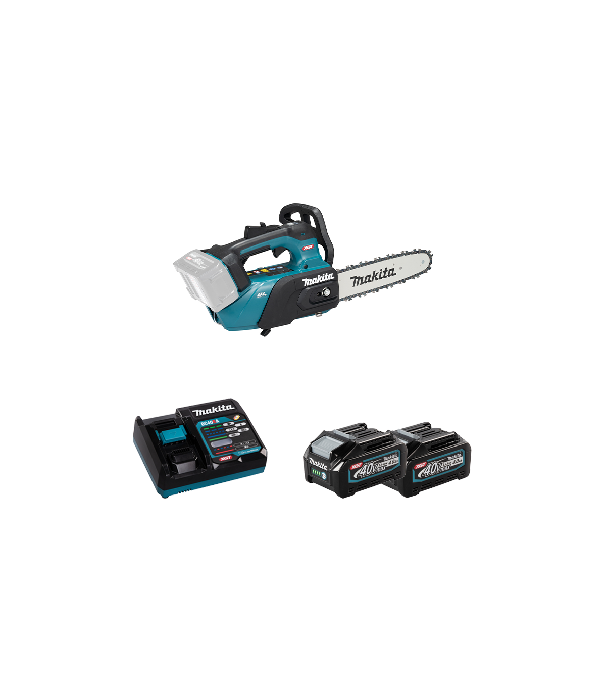 Tronçonneuse d'élagage 40V 25cm UC031GZ + 2 batteries 40V 4 Ah + chargeur rapide DC40RA MAKITA