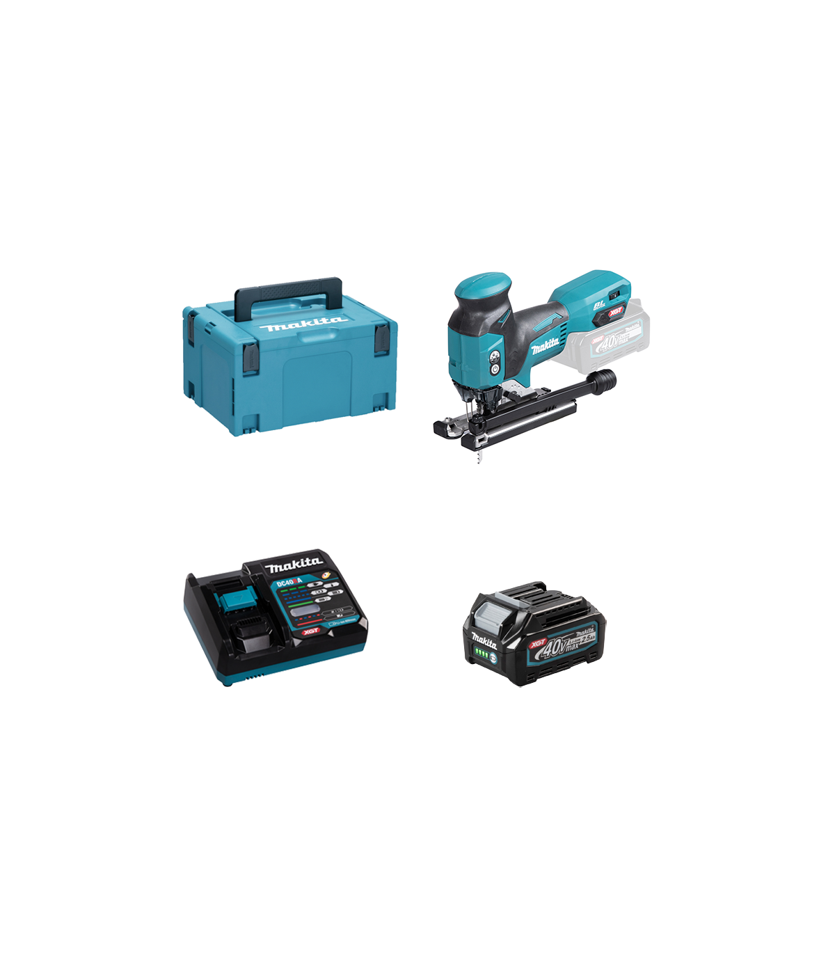 Scie sauteuse 40V JV001GZ + 1 batterie 40V 2,5 Ah + chargeur rapide DC40RA MAKITA