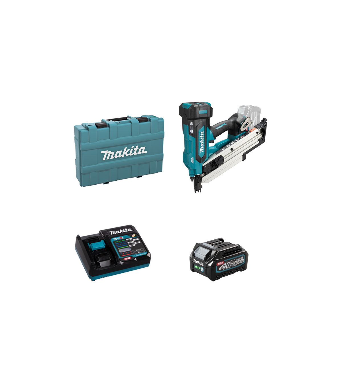 Cloueur de charpente 40V BN001GZ + 1 batterie 40V 2,5 Ah + chargeur rapide DC40RA MAKITA