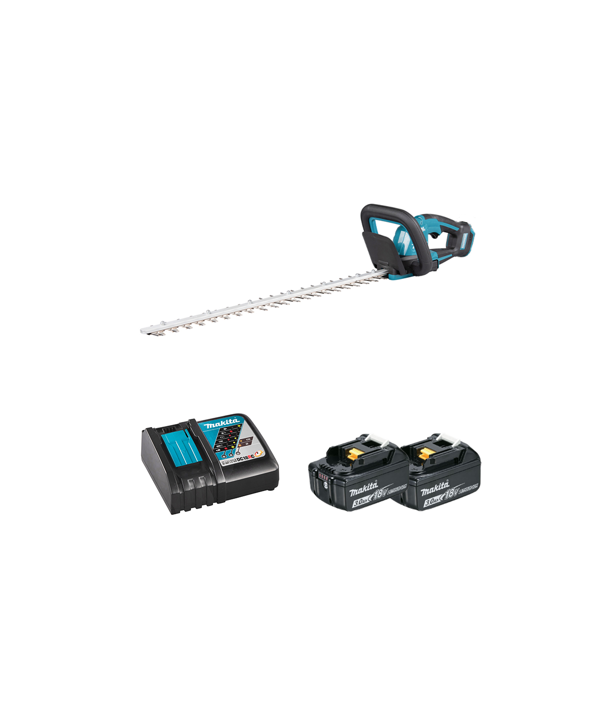 Taille-haie 18V 60cm DUH606Z + 2 batteries BL1830B 18V 3 Ah + chargeur rapide DC18RC MAKITA