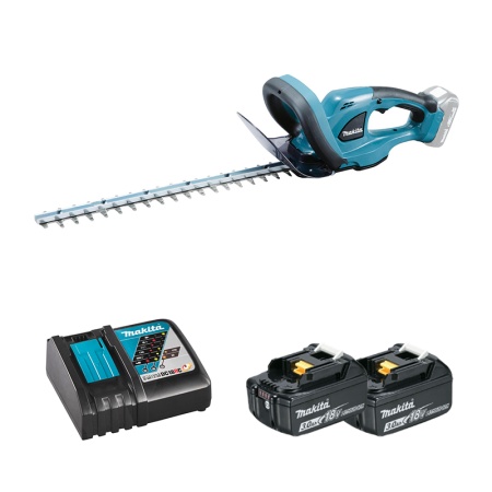 Taille-haie 18V 48cm DUH483Z + 2 batteries BL1830B 18V 3 Ah + chargeur rapide DC18RC MAKITA