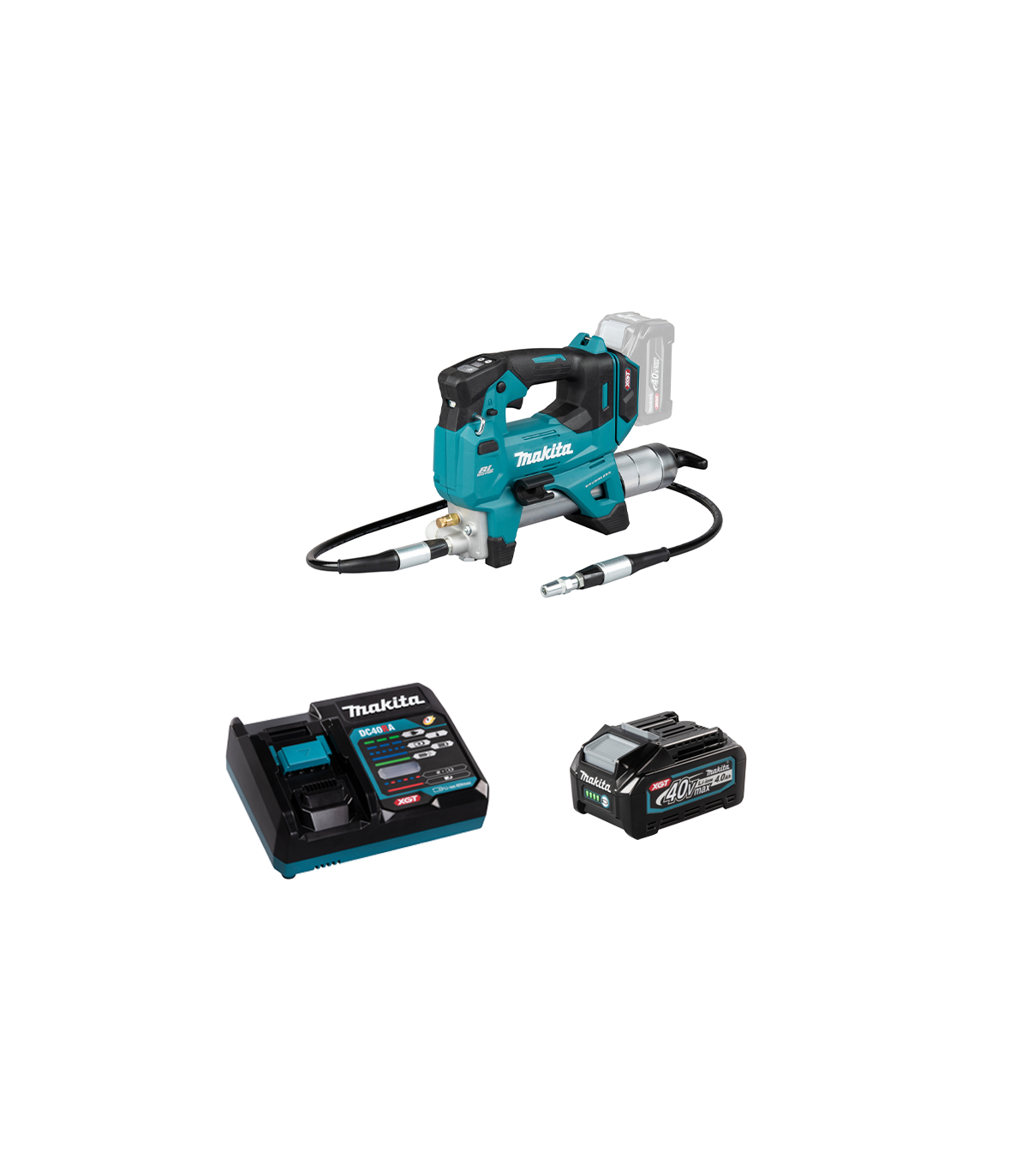 Pompe à graisse GP001GZ + 1 batterie 40V 4 Ah + chargeur rapide DC40RA MAKITA