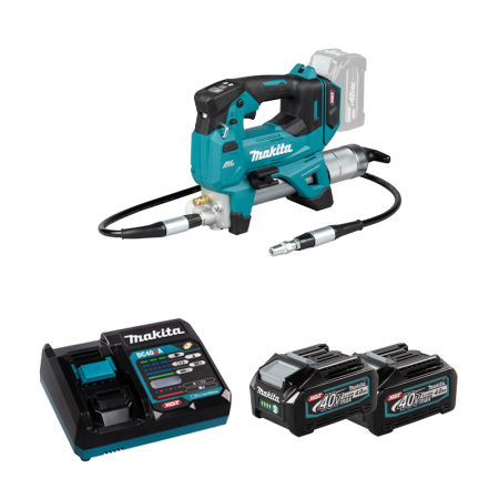 Pompe à graisse GP001GZ + 2 batteries 40V 4 Ah + chargeur rapide DC40RA MAKITA