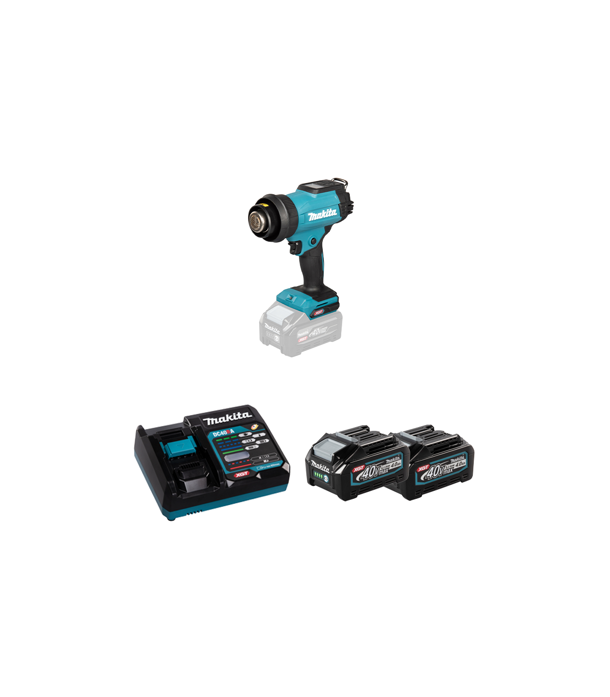 Décapeur thermique 40V HG001GZ + 2 batteries 40V 4 Ah + chargeur rapide DC40RA MAKITA