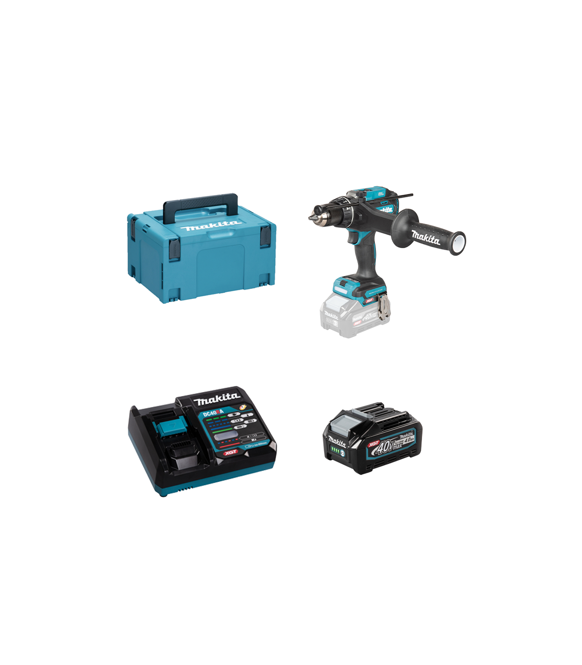 Perceuse-visseuse 40V 180Nm HP003GZ + 1 batterie 40V 4 Ah + chargeur rapide DC40RA MAKITA