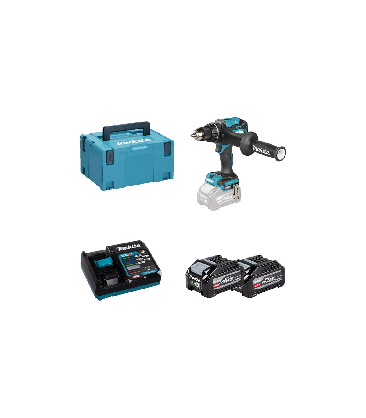 Perceuse-visseuse 40V 180Nm DF003GZ01 + 2 batteries BL4040F 40V 4 Ah + chargeur rapide DC40RA MAKITA