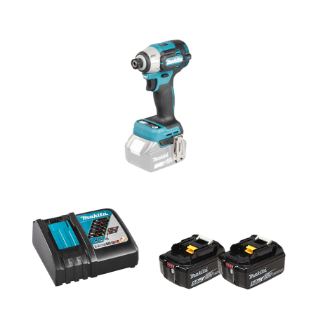 Visseuse à chocs 18V 210 Nm DTD201Z + 2 batteries BL1850B 18V 5 Ah + chargeur rapide DC18RC MAKITA