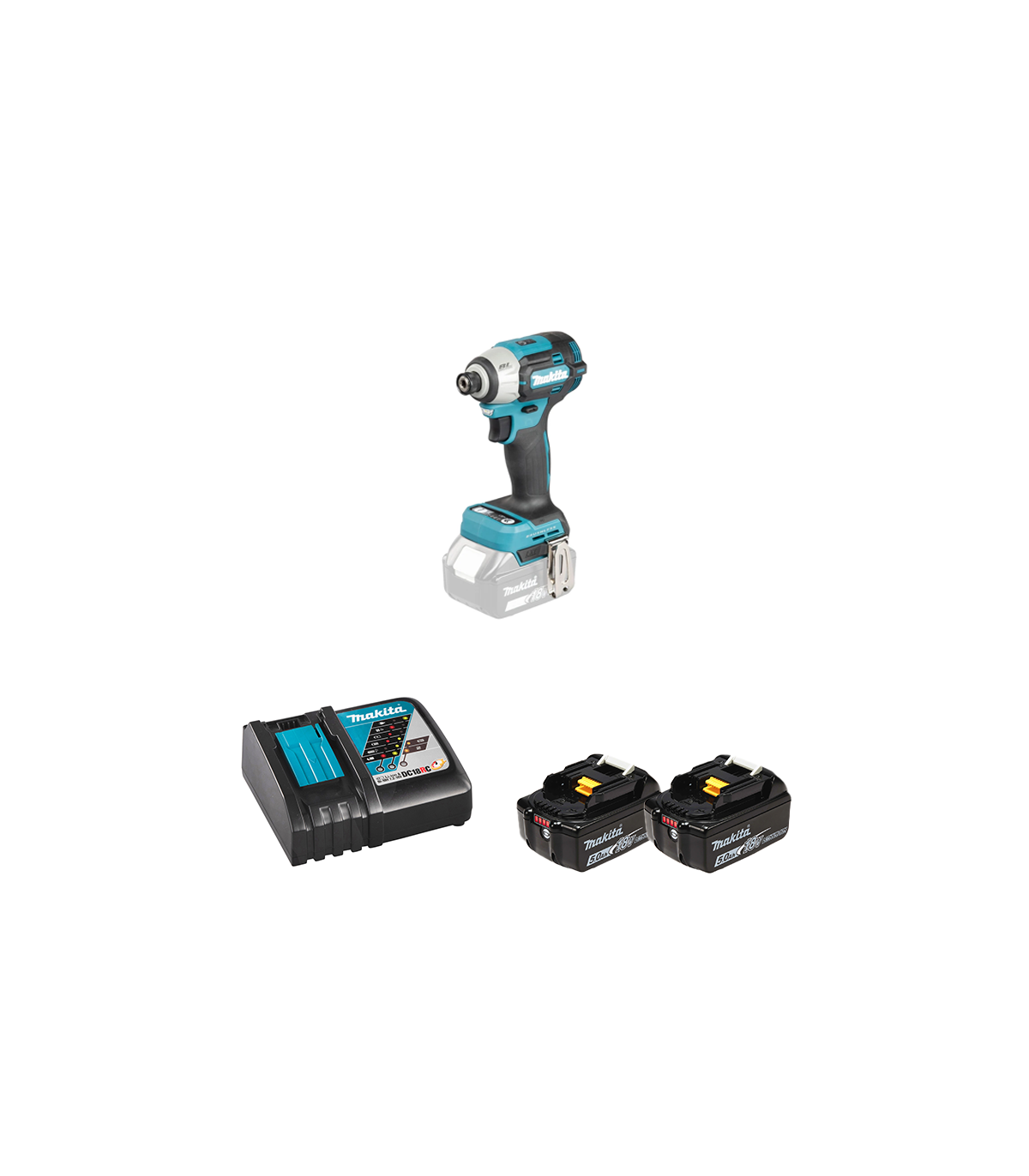 Visseuse à chocs 18V 210 Nm DTD201Z + 2 batteries BL1850B 18V 5 Ah + chargeur rapide DC18RC MAKITA