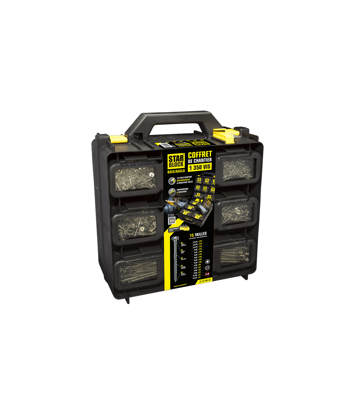 Coffret 1 350 vis bois/agglo acier zingué TORX STARBLOCK