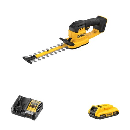 Taille haie 18V 20 cm DCMHT520N-XJ + 1 batterie 18V 2 Ah + chargeur DCB1104-QW DEWALT