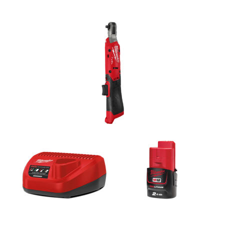 Clé à cliquet ¼″ 12V M12 FIR14G2-0 + 1 batterie 2 Ah 12 V + chargeur C12C MILWAUKEE