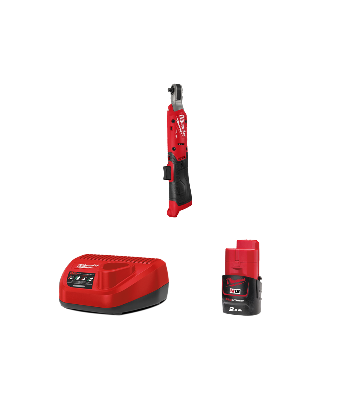 Clé à cliquet ¼″ 12V M12 FIR14G2-0 + 1 batterie 2 Ah 12 V + chargeur C12C MILWAUKEE
