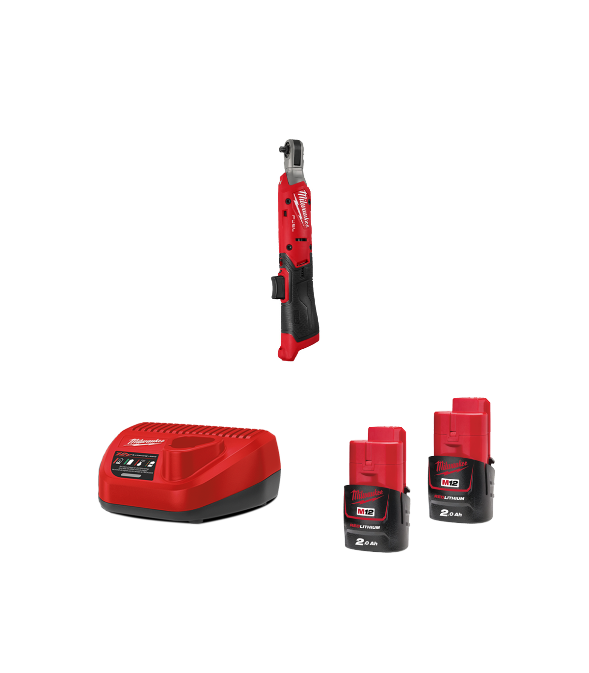 Clé à cliquet ¼″ 12V M12 FIR14G2-0 + 2 batteries 2 Ah 12 V + chargeur C12C MILWAUKEE
