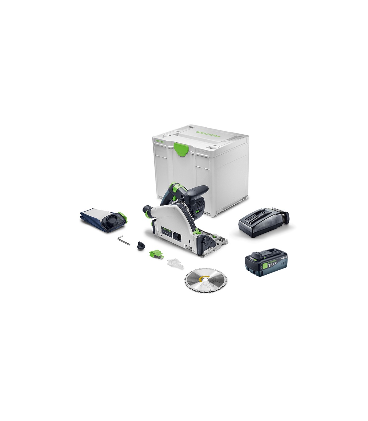 Scie circulaire plongeante Ø160 mm TSC 55 KSEB-Basic + 1 batterie 18V 8 AH TBX 8 + 1 chargeur TCL 6 FESTOOL