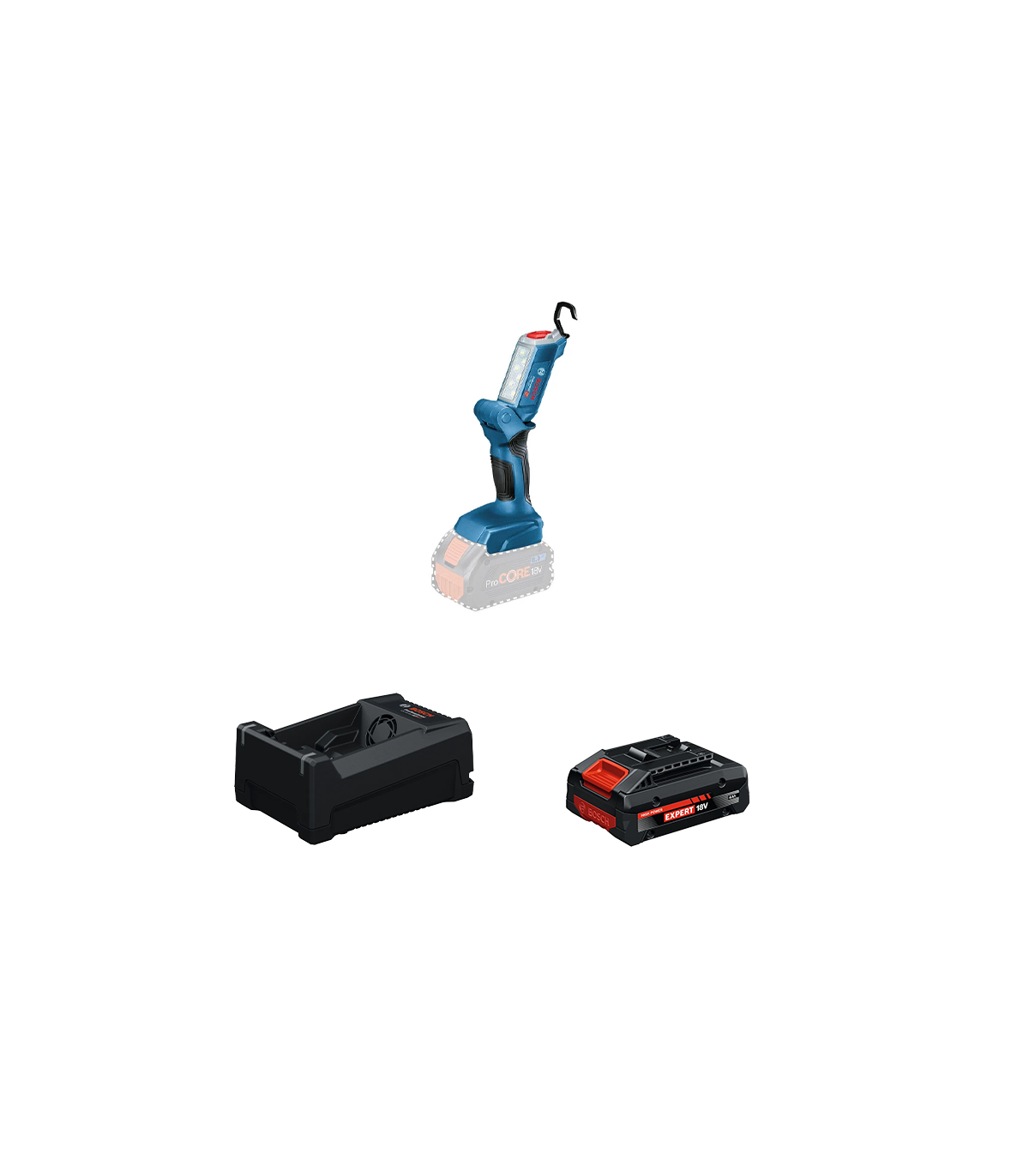 Lampe GLI 18V-300 + 1 Batterie EXPERT 4 Ah + 1 Chargeur GAL 12V/18V-80 BOSCH