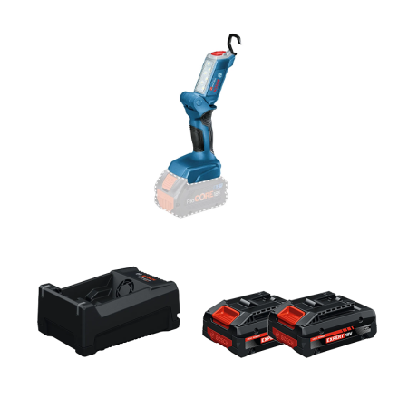 Lampe GLI 18V-300 + 2 Batteries EXPERT 4 Ah + 1 Chargeur GAL 12V/18V-80 BOSCH