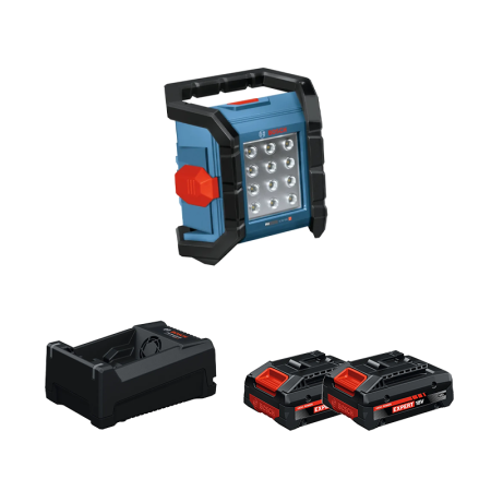 Projecteur de chantier GLI 18V-1500 + 2 Batteries EXPERT 4 Ah + 1 Chargeur GAL 12V/18V-80 BOSCH