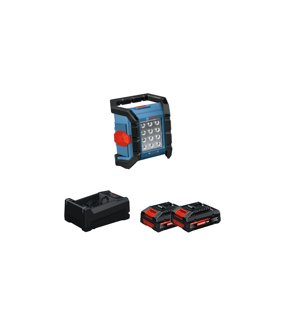 Projecteur de chantier GLI 18V-1500 + 2 Batteries EXPERT 4 Ah + 1 Chargeur GAL 12V/18V-80 BOSCH