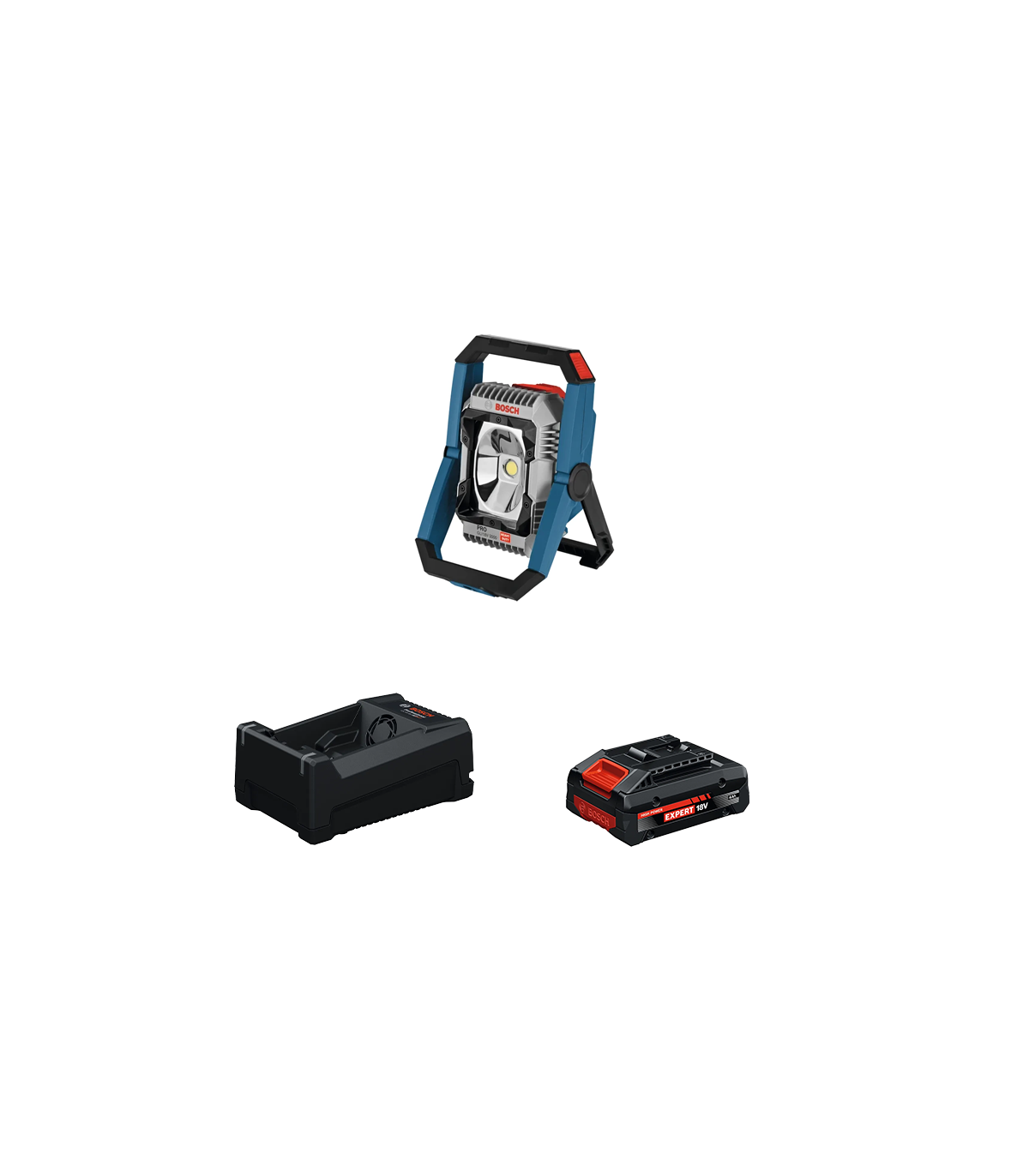 Projecteur de chantier GLI 18V-3000 + 1 Batterie EXPERT 4 Ah + 1 Chargeur GAL 12V/18V-80 BOSCH