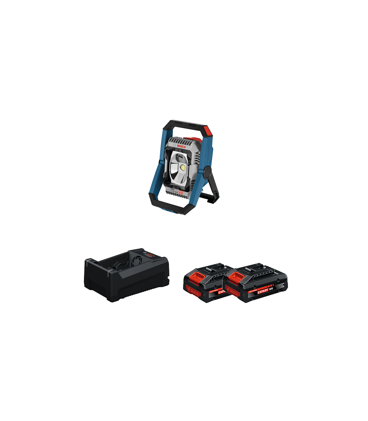 Projecteur de chantier GLI 18V-3000 + 2 Batteries EXPERT 4 Ah + 1 Chargeur GAL 12V/18V-80 BOSCH