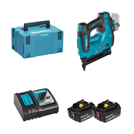Cloueur 18V DBN500ZJ + 2 batteries BL1850B 18V 5 Ah + chargeur rapide DC18RC MAKITA