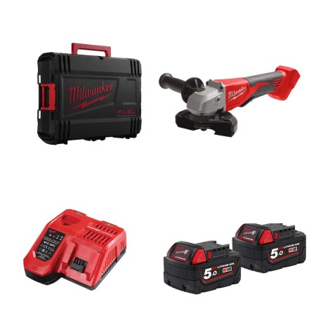 Meuleuse Ø 125 mm M18 BLSAG125XPD-0 + 2 batteries 18V M18 5 Ah + 1 chargeur rapide M12/18 FC MILWAUKEE