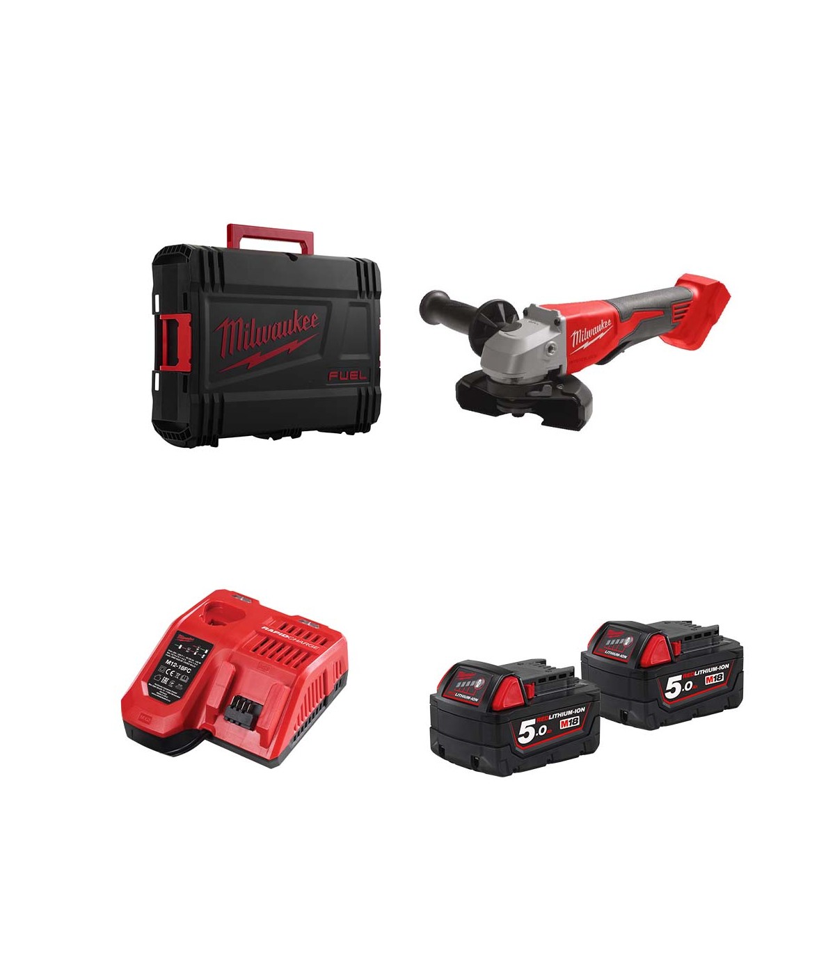 Meuleuse Ø 125 mm M18 BLSAG125XPD-0 + 2 batteries 18V M18 5 Ah + 1 chargeur rapide M12/18 FC MILWAUKEE