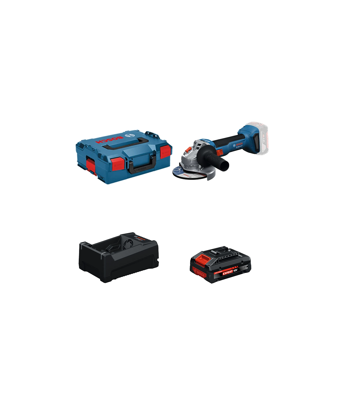 Meuleuse Ø125 mm GWS 18V-8 + 1 Batterie EXPERT 4 Ah + 1 Chargeur GAL 12V/18V-80 BOSCH