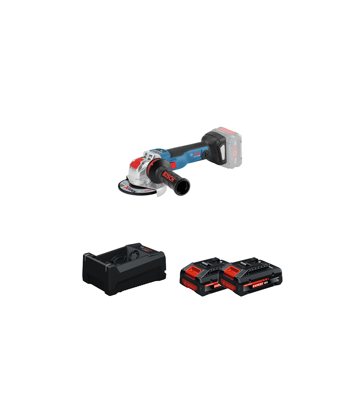 Meuleuse Ø125 mm GWX 18V-10 SC + 2 Batteries EXPERT 4 Ah + 1 Chargeur GAL 12V/18V-80 BOSCH