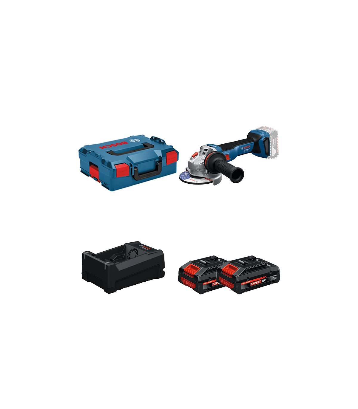 Meuleuse Ø125 mm GWS 18V-11 S + 2 Batteries EXPERT 4 Ah + 1 Chargeur GAL 12V/18V-80 BOSCH