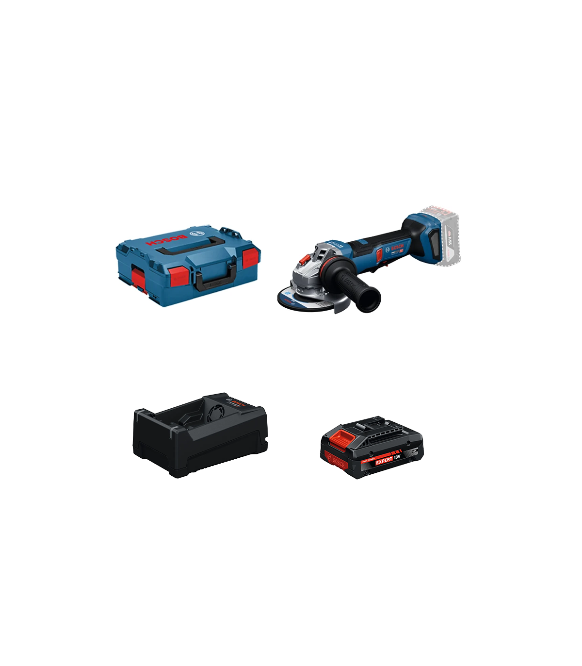Meuleuse Ø125 mm GWS 18V-11 PS + 1 Batterie EXPERT 4 Ah + 1 Chargeur GAL 12V/18V-80 BOSCH