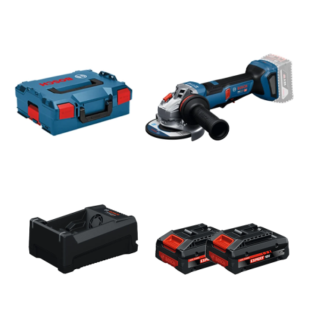 Meuleuse Ø125 mm GWS 18V-11 PS + 2 Batteries EXPERT 4 Ah + 1 Chargeur GAL 12V/18V-80 BOSCH