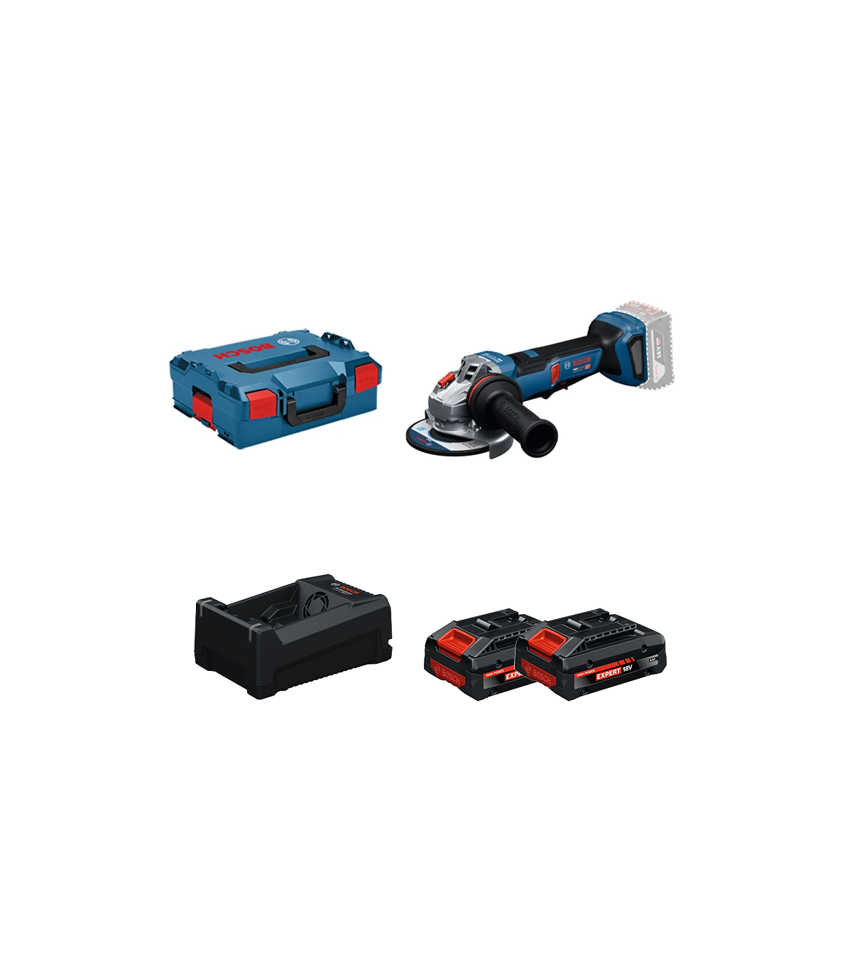 Meuleuse Ø125 mm GWS 18V-11 PS + 2 Batteries EXPERT 4 Ah + 1 Chargeur GAL 12V/18V-80 BOSCH