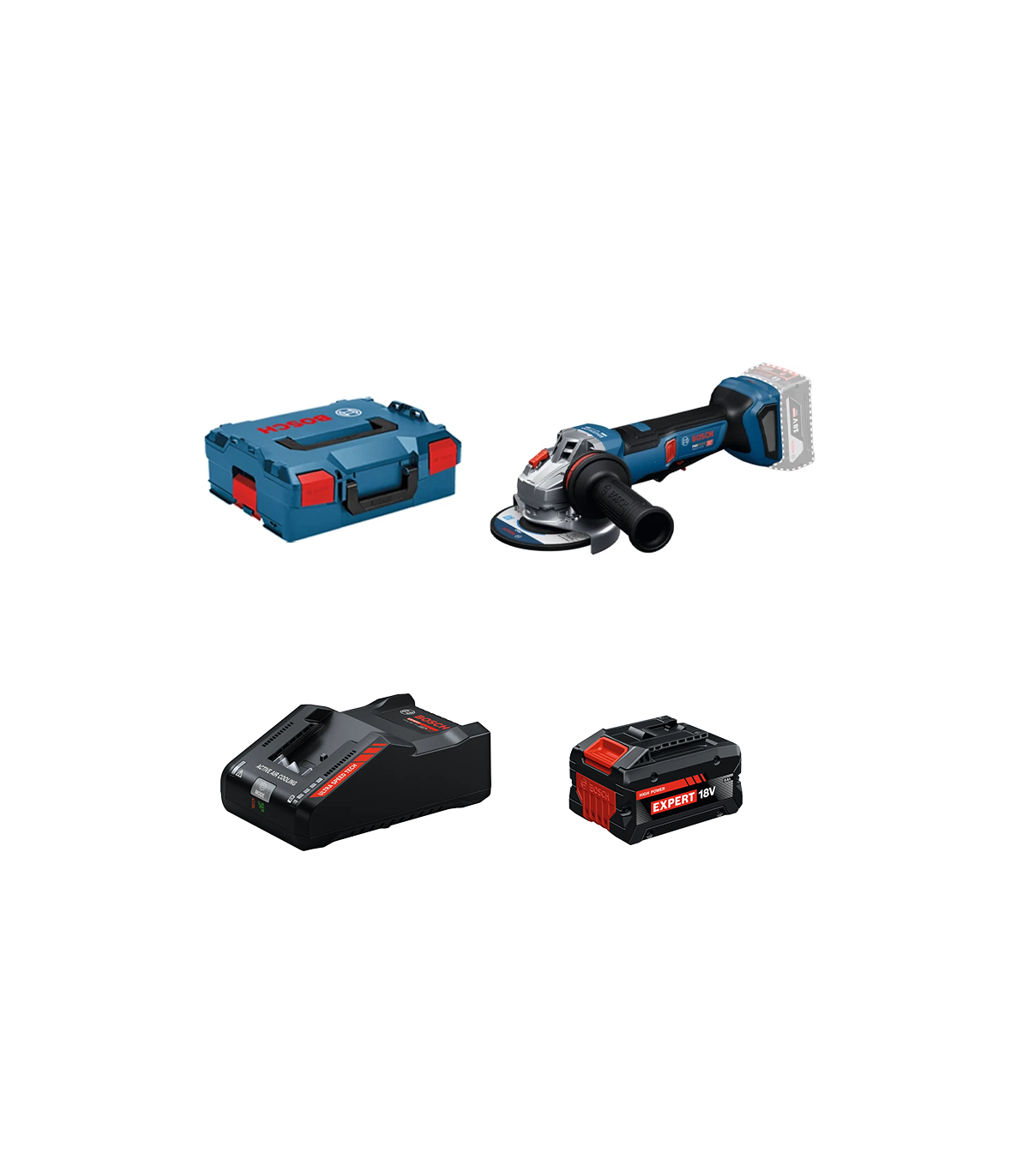 Meuleuse Ø125 mm GWS 18V-11 PS + 1 Batterie EXPERT 8 Ah + 1 Chargeur EXAL18V-160 BOSCH