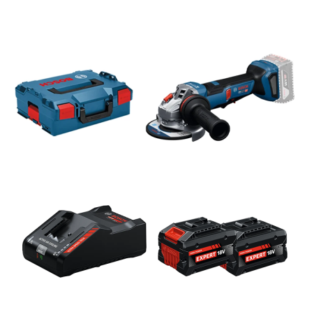 Meuleuse Ø125 mm GWS 18V-11 PS + 2 Batteries EXPERT 8 Ah + 1 Chargeur EXAL18V-160 BOSCH