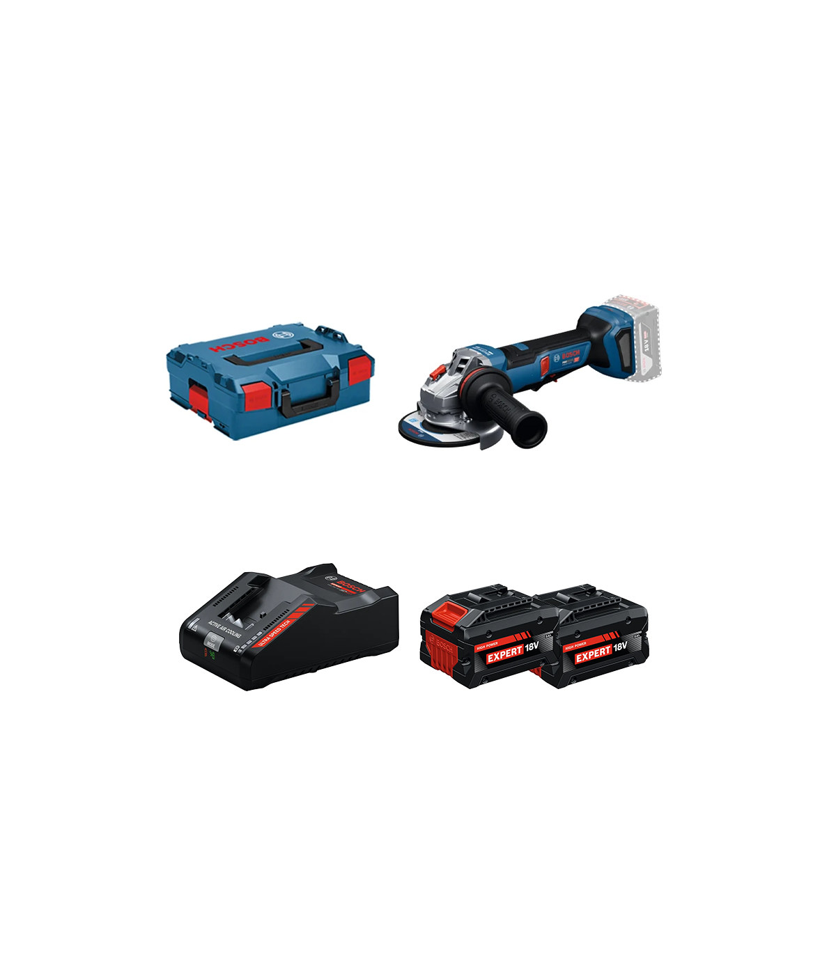 Meuleuse Ø125 mm GWS 18V-11 PS + 2 Batteries EXPERT 8 Ah + 1 Chargeur EXAL18V-160 BOSCH