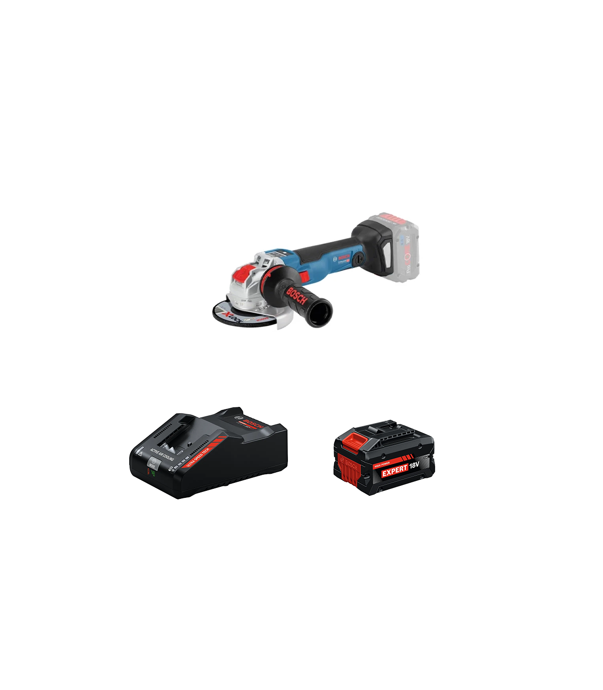 Meuleuse Ø125 mm GWX 18V-10 SC + 1 Batterie EXPERT 8 Ah + 1 Chargeur EXAL18V-160 BOSCH