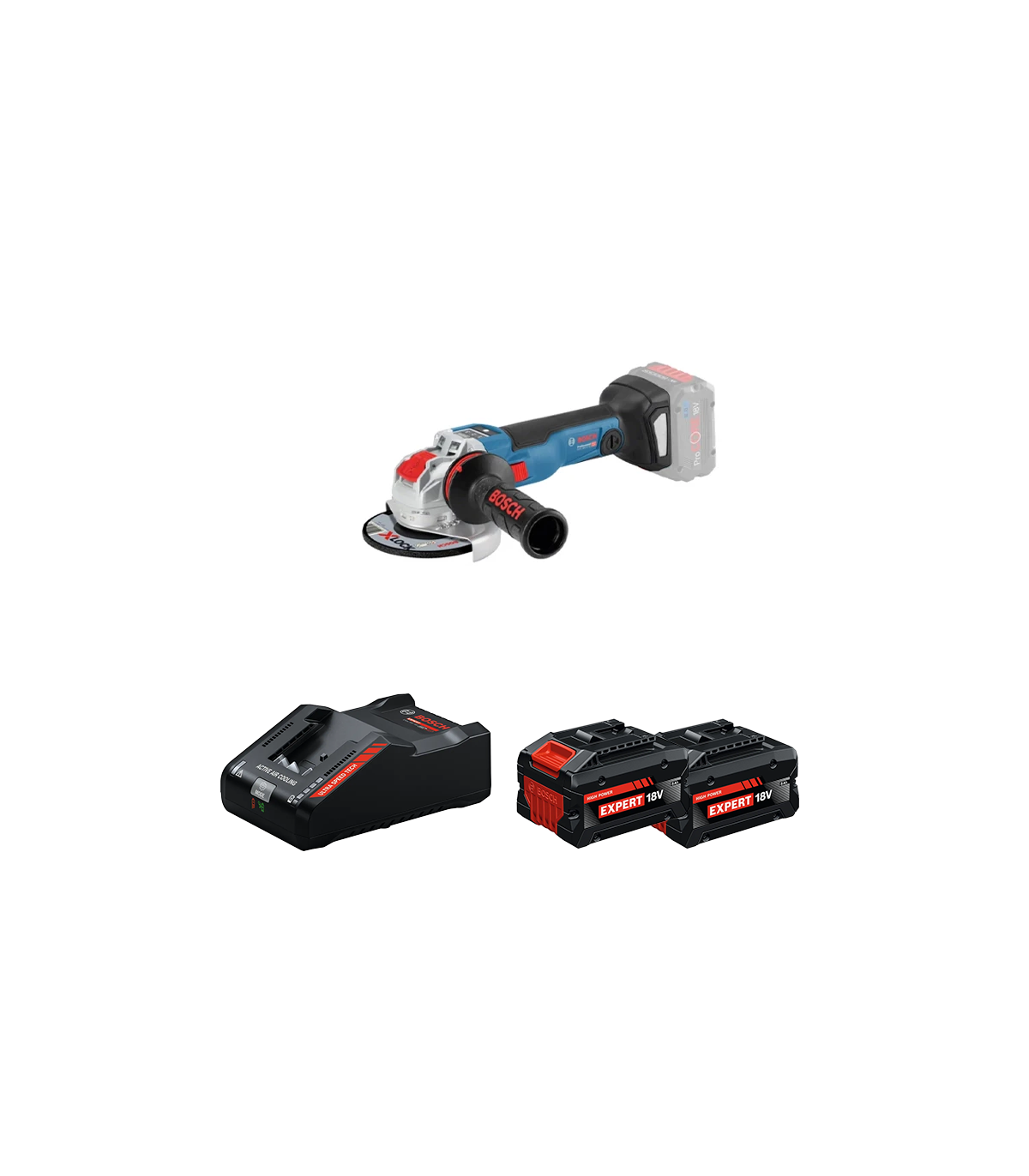 Meuleuse Ø125 mm GWX 18V-10 SC + 2 Batteries EXPERT 8 Ah + 1 Chargeur EXAL18V-160 BOSCH
